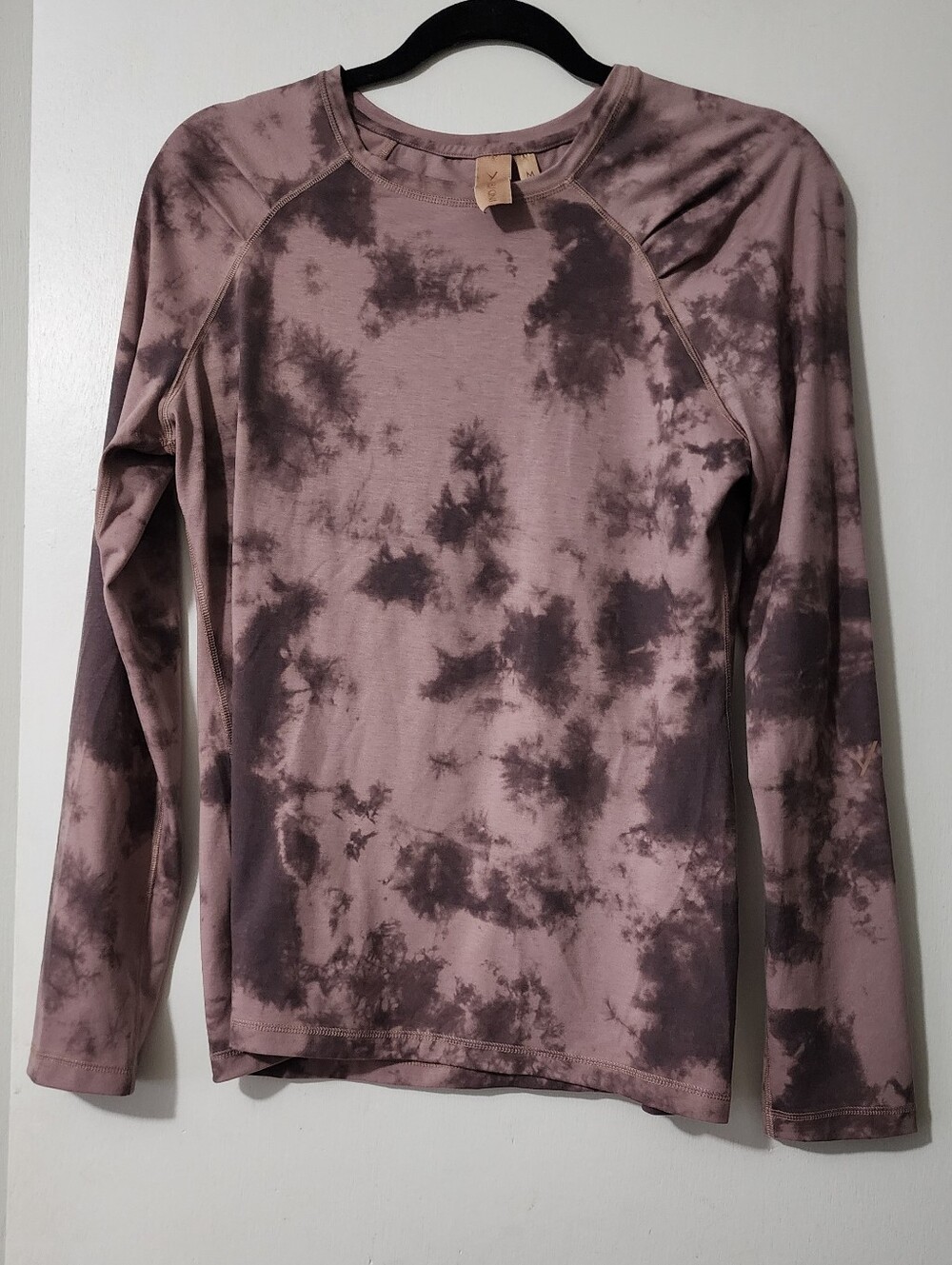 Indyeva Purple Black Tie-Dye Raglan Long Sleeve Crew Neck Pullover Top M